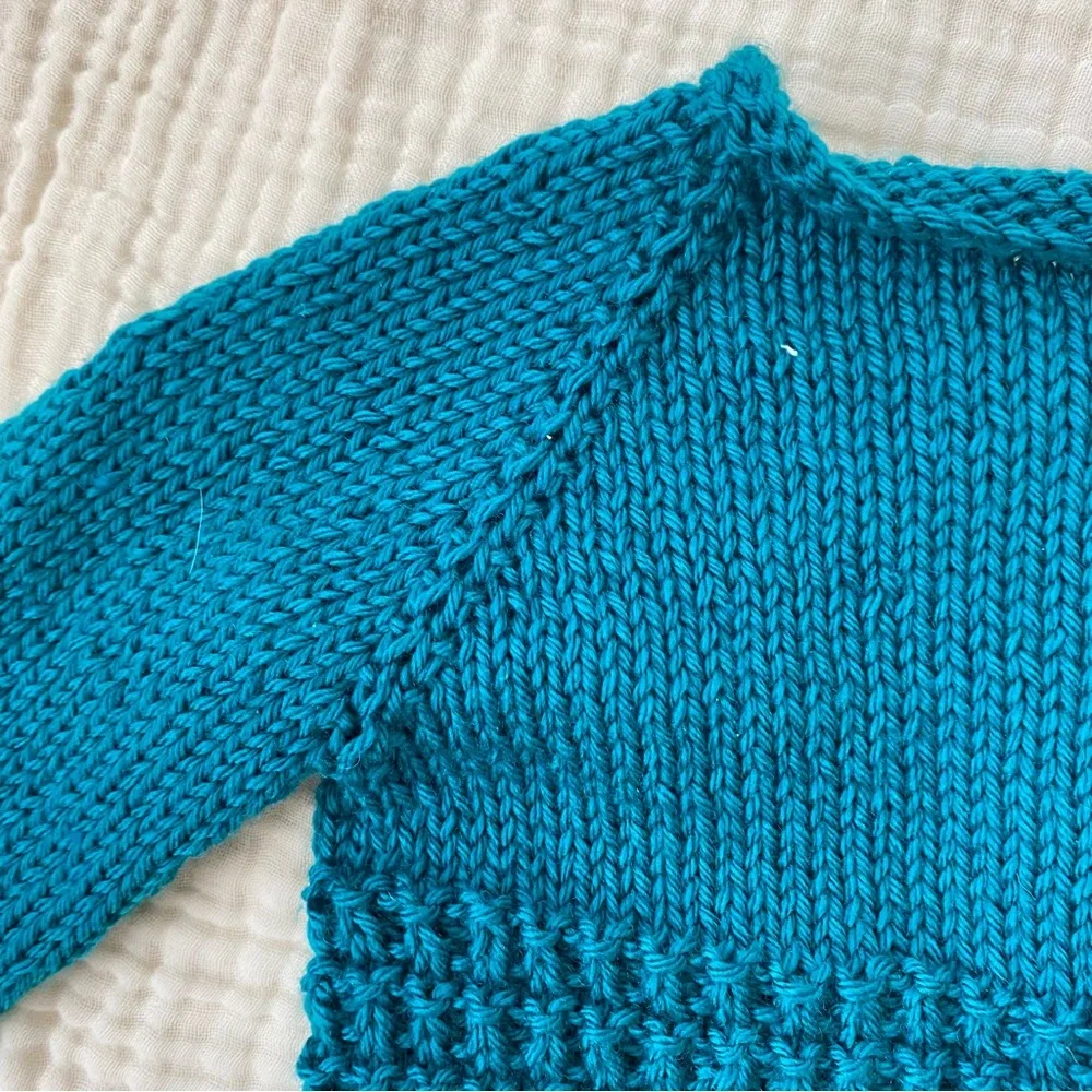 HANDMADE WOOL Cardigan Merino Blend Sweater Top Hand Knit Cozy Stitch Floral